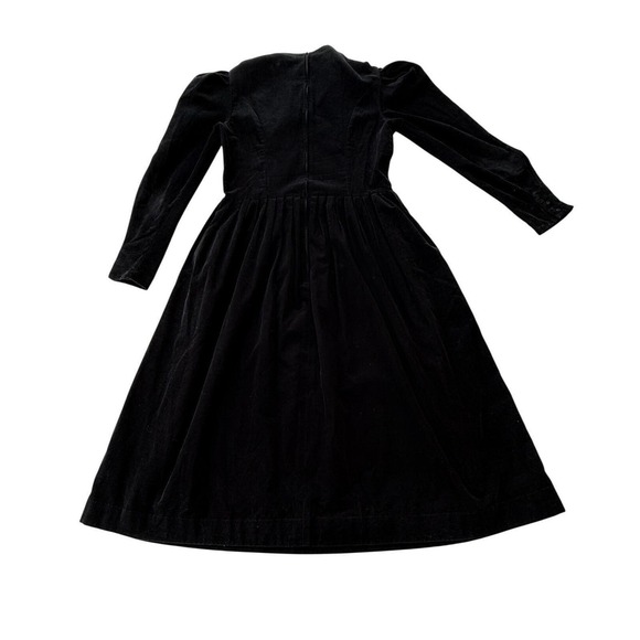 Laura Ashley Black Corduroy Long Puff Sleeve Midi Dress Size 10 Romantic Cottage - Picture 15 of 16